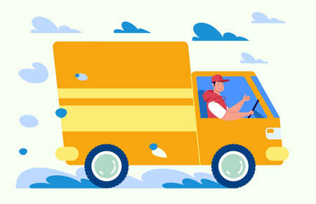 Online Delivery Concept. Fast home and office delivery. Vector. Illustration. Cartoon style.のイラスト素材
