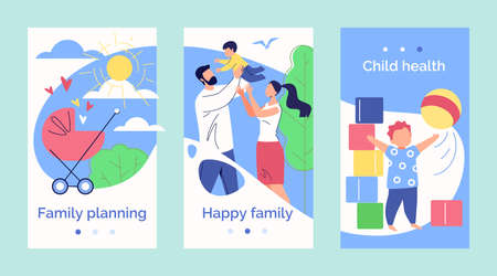 Happy Parents Tossing the Child to the Sky.のイラスト素材
