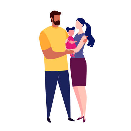 Family equality, protection of childhood. Vector illustration, flat cartoon style.のイラスト素材