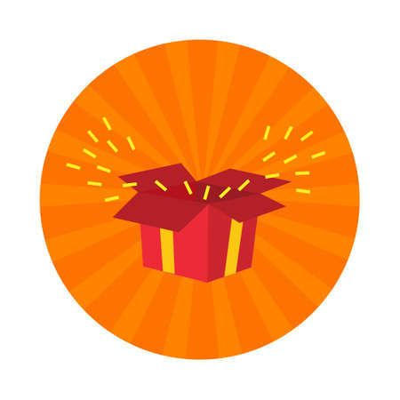 opening gift box and color confetti