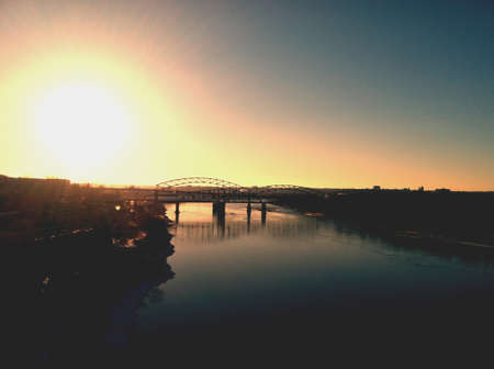 A train bridge in downtown Kansas City. の素材