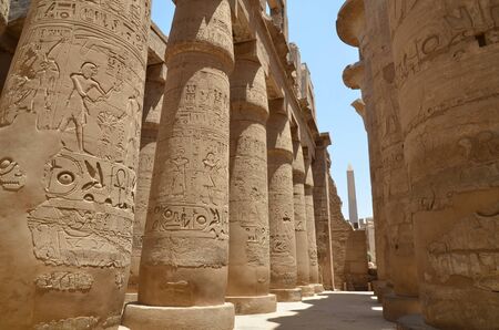 Columns hypostyle hall Karnak temple XIV century bc Luxor.の写真素材