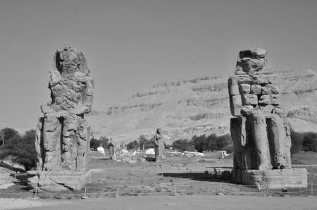 COLOSSUS OF MEMNON FUNERAL TEMPLE OF PHARAOH AMENOPHIS IIIの写真素材