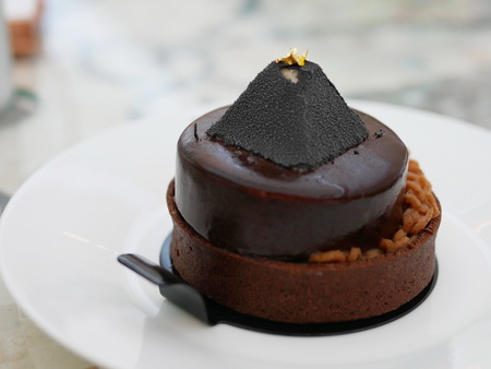 Chocolate cake with a nice designの写真素材