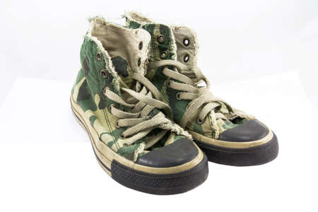 Shoes camouflage isolated on white の写真素材