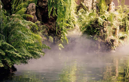 Natural background of water and smokeの写真素材