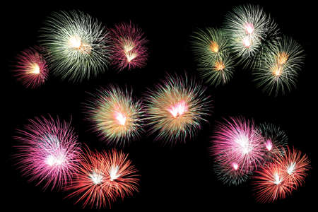 Colorful fireworks on black background
