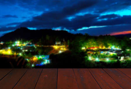 twilight sunrise background and Wood Floorの写真素材