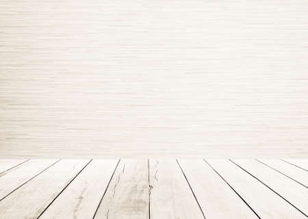 White old wood floor with white wood wall.の写真素材