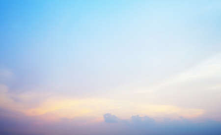 Sunshine clouds sky during morning background. Blue,white pastel heaven,soft focus lens flare sunlight. Abstract blurred cyan gradient of peaceful nature. Open view out windows beautiful summer springの写真素材