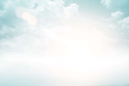 The blur cool sea background on horizon tropical sandy beach; relaxing outdoors vacation with heavenly mind view at a resort deck touching sunshine, sky surf summer clouds and light blue wave ocean.の写真素材