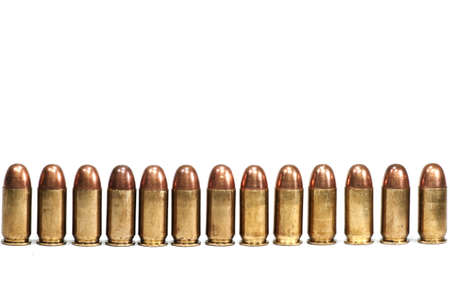  Row of bullets on white background isolatedの写真素材