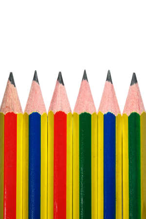 Six pencil on white background isolatedの写真素材