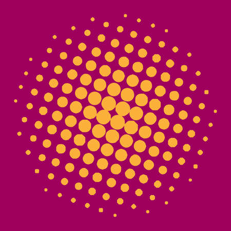 Orange Halftone circles  the purple background, halftone dot pattern.のイラスト素材