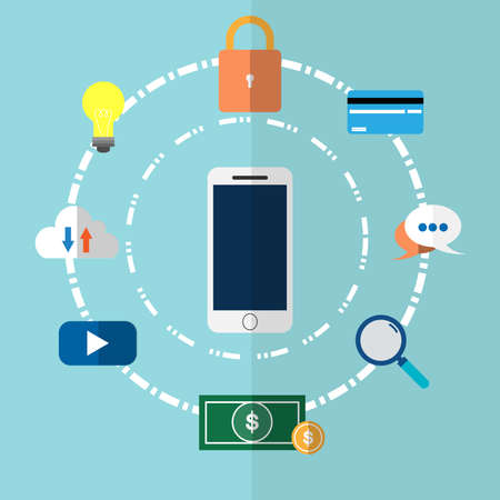 Illustration is a picture of mobile work.のイラスト素材