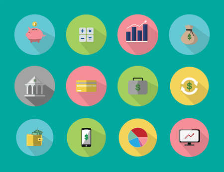 Illustrations are icons or symbols. About   financial business, savings, investment can be   used in various media.のイラスト素材