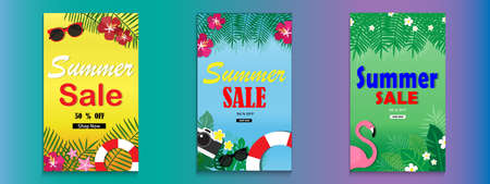 Summer sale background layout for banners,Wallpaper,invitation, posters, voucher discount.Vector illustration.のイラスト素材