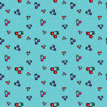 The pixel pattern with cherry. Vector illustration.