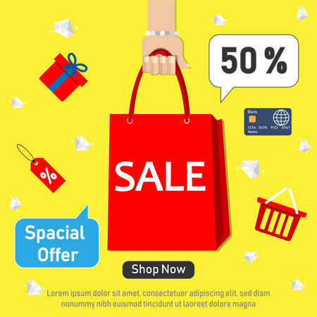 Sale poster with shopping bag	のイラスト素材