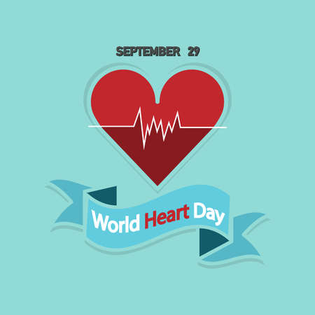 Vector illustration World Heart Day on banner blue Background.のイラスト素材