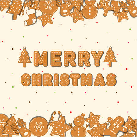 Cookies Christmas icon set palce on background and Merry Christmas character.Can be used in the advertising  to use.のイラスト素材