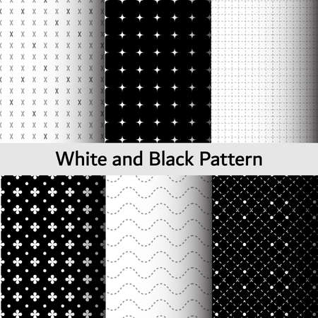 set of white and black pattern with dotted line.Vector illustration.のイラスト素材