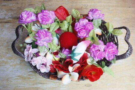 the enganement rign is among flowersの写真素材