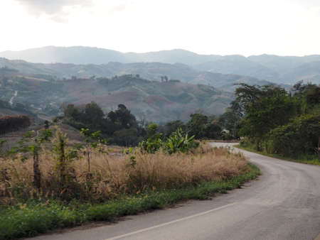 Unnamed road in the northern area of Thailand on the mountainの写真素材