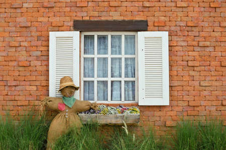 A guy protect the windowの写真素材