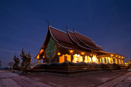 Temple and star in Northeast of Thailandの写真素材