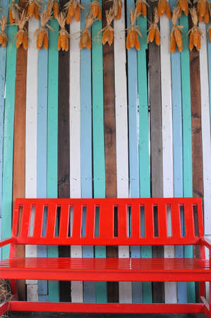 A red benchの写真素材