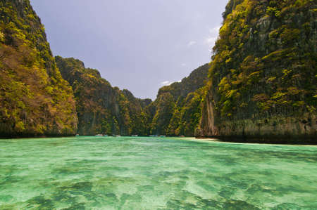 Green sea in lagoonの写真素材