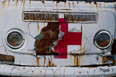 Background of old ambulanceの写真素材