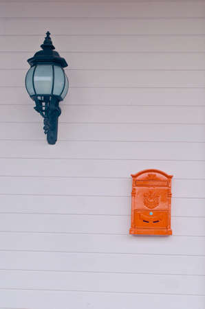 Lighting and mail box at the shopの写真素材