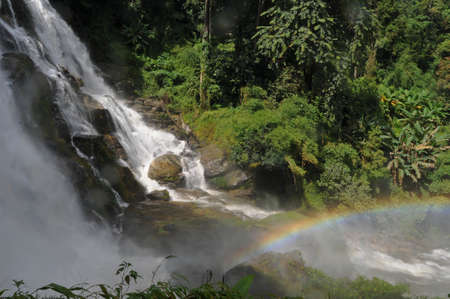 The rainbow of Wachirathan water fall,Doi Inthanonの写真素材