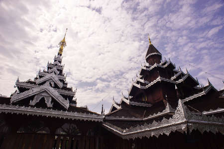 Wooden temple in the north of Thailandの写真素材