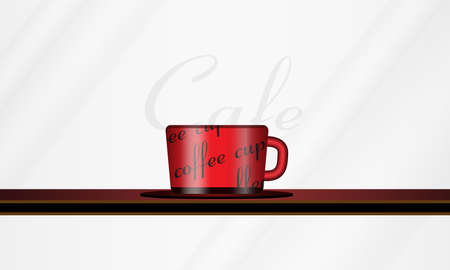 Pattern design on red coffee mug in cafe window backgroundのイラスト素材