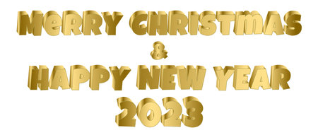 3d text gold merry christmas & Happy new year 2023.Business Presentation Template use for...