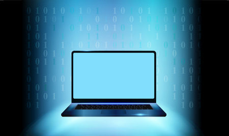 Technology with laptop and numbers 0 and 1のイラスト素材