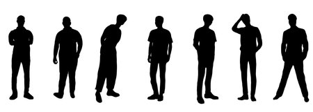 Set of standing man silhouettes. Used for decoration, advertising design, websites or publications, banners, posters and brochures.のイラスト素材