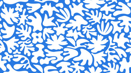 Floral shapes abstract boho style minimal organic seamless patterns.のイラスト素材