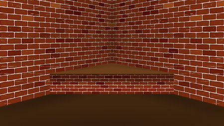 Red-brown brick wall room for corner displayのイラスト素材