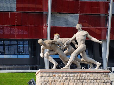 NATIONAL STADIUM IN WARSAW, POLAND - APRIL 21: Warsaw National Stadium on April 21, 2012. The National Stadium will host the opening match of the UEFA Euro 2012.のeditorial素材