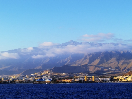 Tenerife, view from ferry to el Hierro, Canary Islandsの写真素材