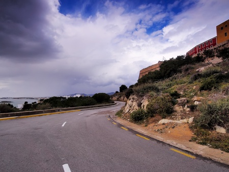 Ibiza Road, Balearic Islands, Spainの写真素材