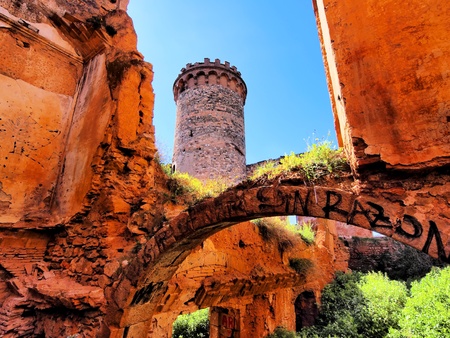 Abandoned Castle in Colonia Guell, Catalonia, Spain   の写真素材