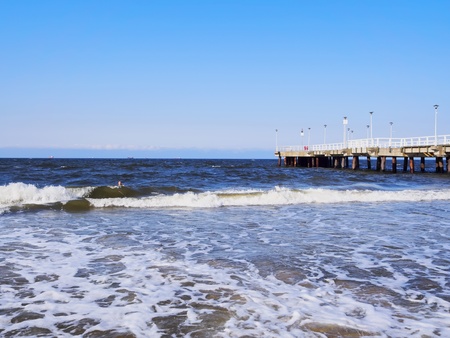 Beautiful sandy beach in Gdansk in a sunny summer day, Polandの写真素材