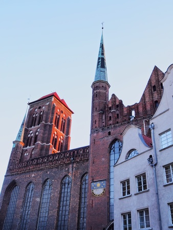 Mariacki Church on the old town of Gdansk - beautiful polish city.の写真素材