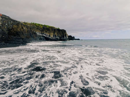 Playa Charco Verde - Beach of the Green Pond on La Palma, Canary Islands, Spainの写真素材