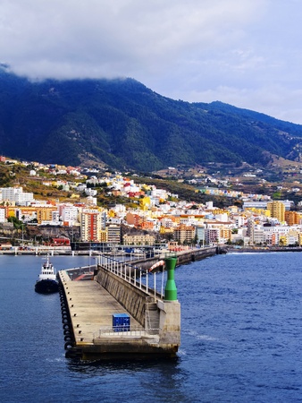 Santa Cruz - view from the open ocean, La Palma, Canary Islands, Spainの写真素材